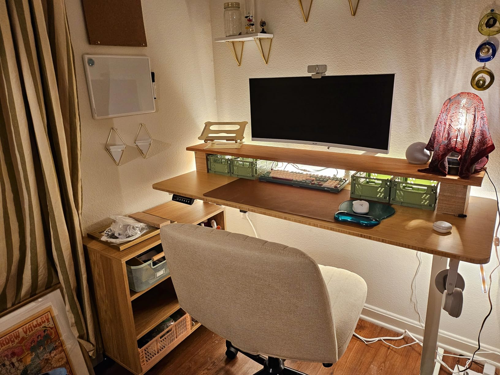 VIVO Real Bamboo 60 x 24 in Standing Desk, DESK-KIT-1W6O | Electric, Holds 220 lbs, Sit Stand, Height Adjustable, Solid One-Piece Table Top, Memory Presets, 1B Series, White Frame customer photo 1