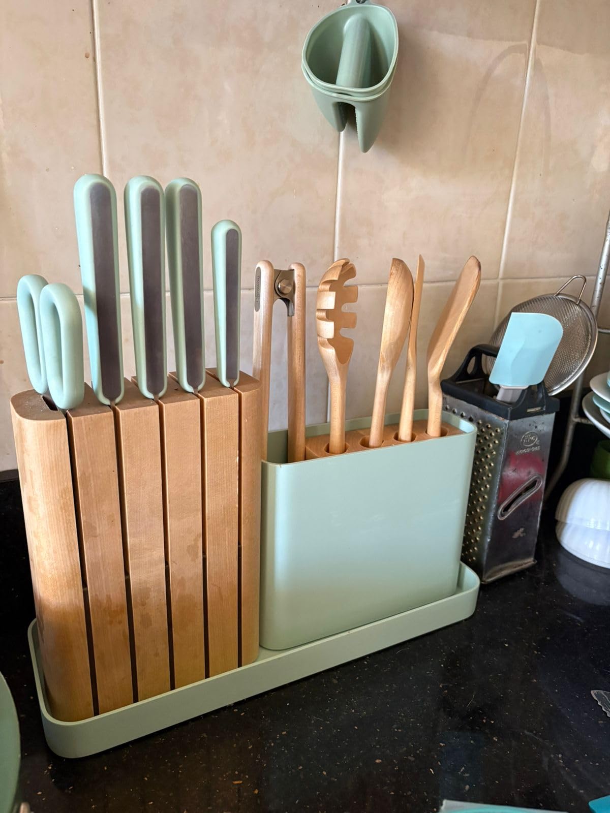 Caraway 14-Piece Kitchen Prep Tool Set with Knives & Utensils | Knife Set & Wooden Utensil Set, Made with Premium German Steel Blades & FSC-Certified Birch Wood, Non-Toxic Materials, Cream customer photo 2