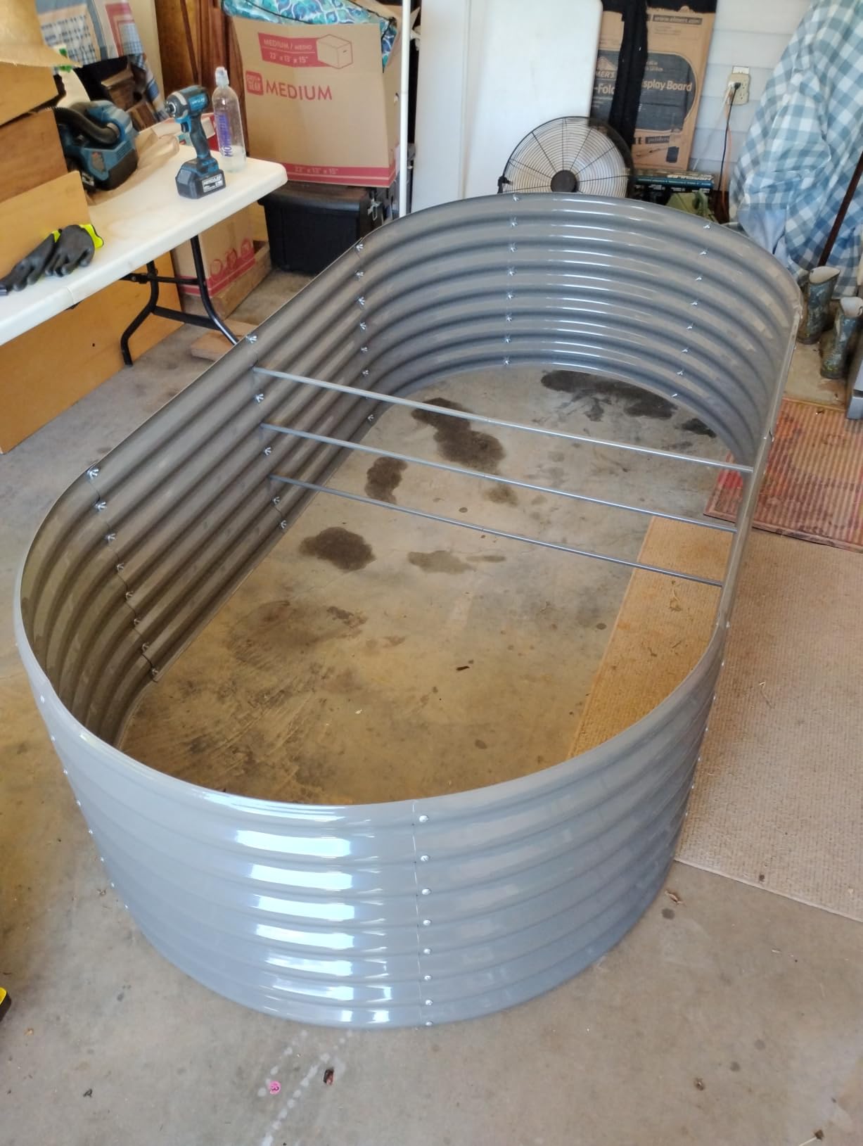A ANLEOLIFE 8x4x2ft Galvanized Raised Garden Bed Kit, Oval Metal Deep Root Planters for Outdoor Plants Vegetables Flowers Herb, Large Bottomless, 478 Gallon Capacity- Quartz Grey customer photo 1