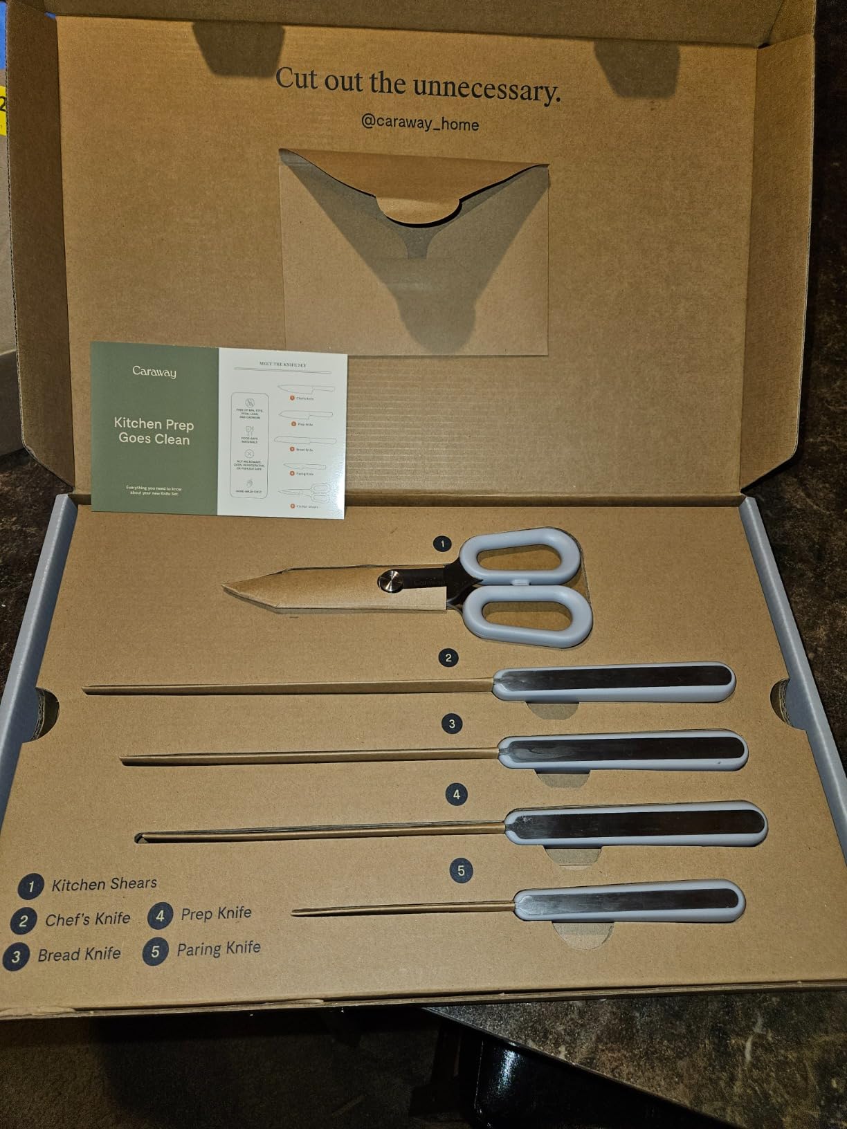 Caraway 5 Piece Knife Set, Premium German Steel Blade Kitchen Knives | Ergonomic Handles, No Microplastics, Cream customer photo 2