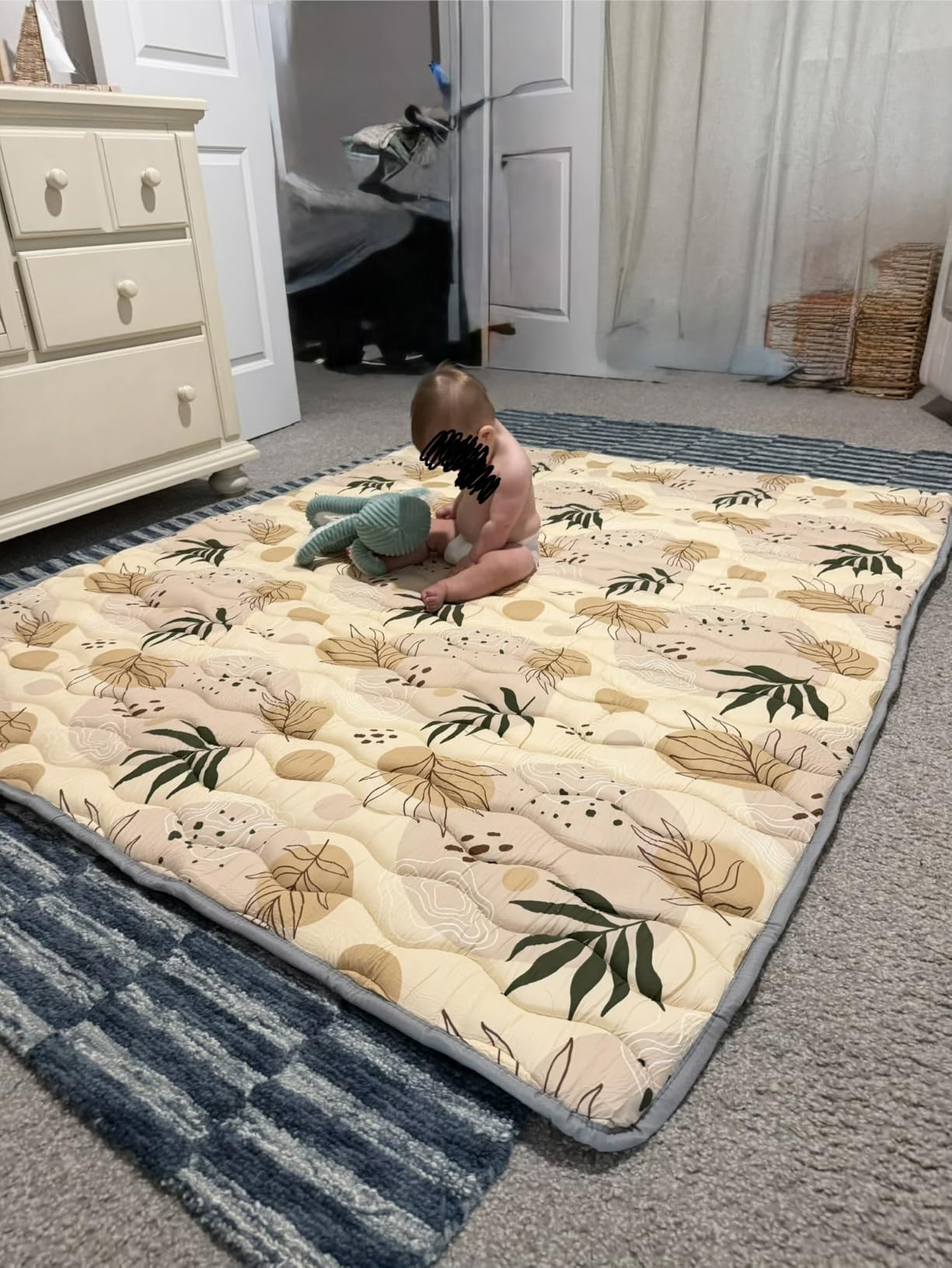 Blissful Diary Portable Baby Play Mats for Floor, Thick Cushioned Foldable Baby Crawling Mat for Indoor Outdoor, Non-Slip & Washable Kids Playmat for Tummy Time Activity, Earth Tones 43