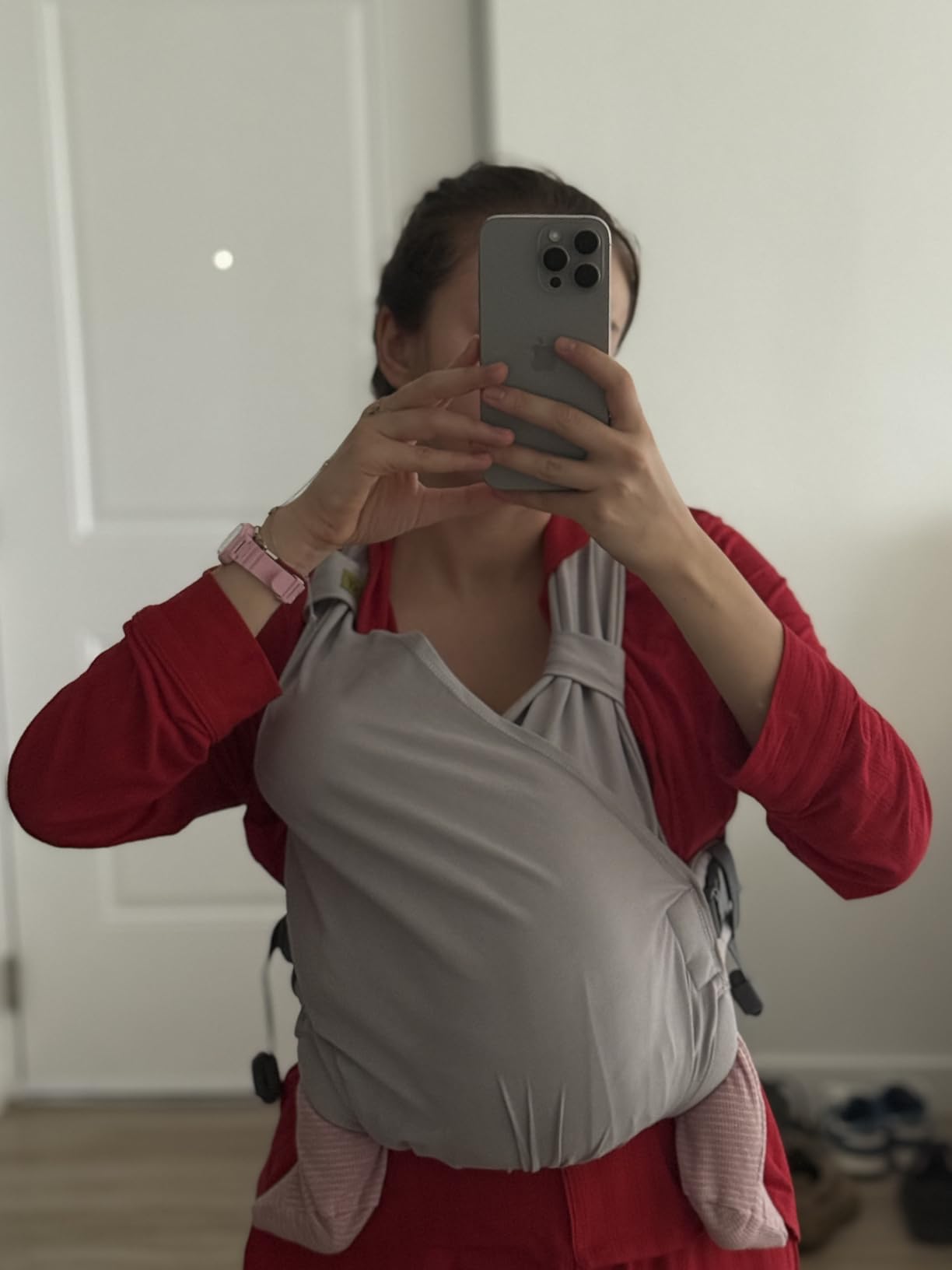 Boba Bliss Pre-Wrapped Baby Wrap Carrier, Newborn Sling, Organic Stone | Stretchy Hybrid Sling that slips on in seconds, no tying, Hip-Healthy certified with Head Support for newborns 0-18 months. customer photo 1