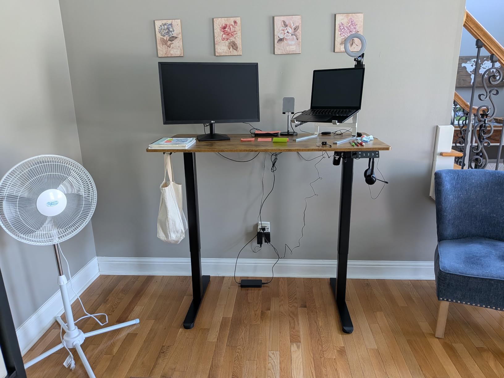 Claiks Electric Height Adjustable Standing Desk, 48x24 Inch, Bamboo | Smooth Height Adjustment, 4 Memory Presets, Cable Management Hub&Hook, Stable Steel Frame, 176lbs Capacity, Easy Assembly customer photo 2