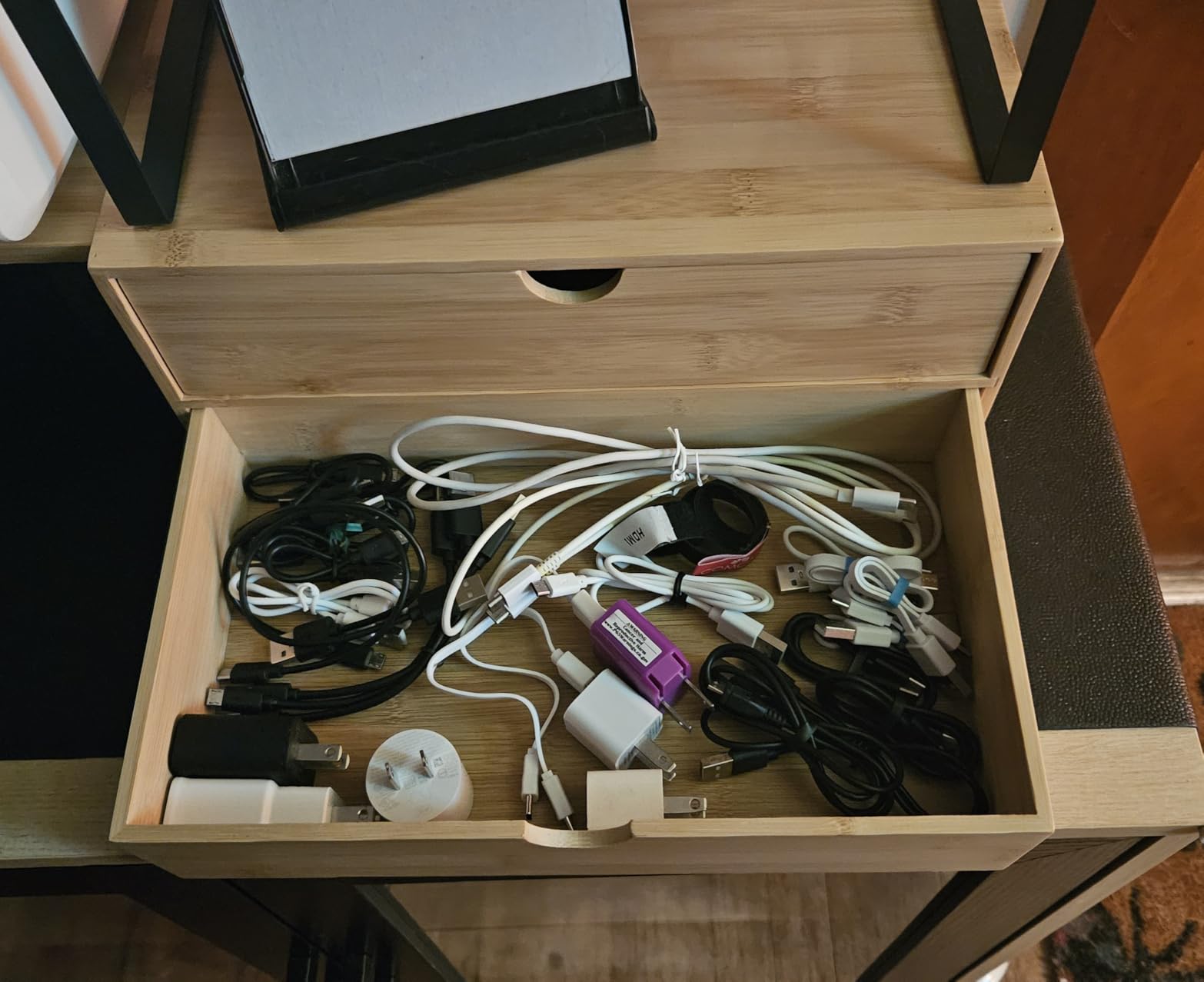 Neando Bamboo Desk Organizer with 2 Drawers, Wooden Countertop Drawers Organizer, Tabletop Storage Organization Box for Office & Home, No Assembly Needed customer photo 2