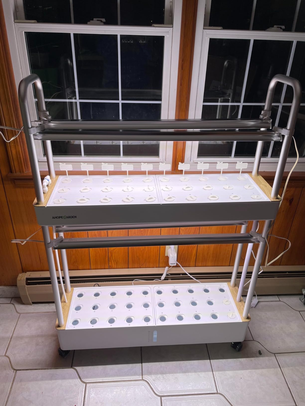 Ahopegarden Hydroponics Growing System Indoor Garden, 44 Pods Plant Herb Garden Germination Kit with LED Grow Light, 20L Double-Layer Large Capacity Hydrophonic Planter Grower for Vegetable Fruit customer photo 1