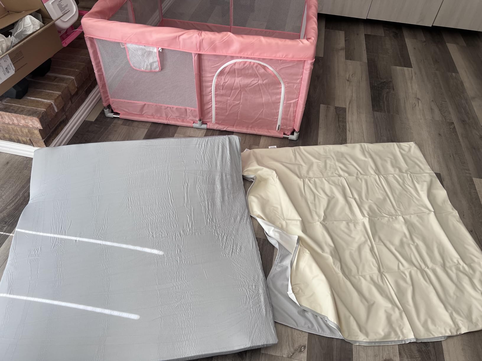 Blissful Diary Vegan Leather Baby Play Mat, 50''x50'', Taupe | Thick Cushion, Safe and Soft Fabric, Waterproof and Wipe Clean, Indoor Use, Non-Slip Bottom, Stylish Modern Decor customer photo 2