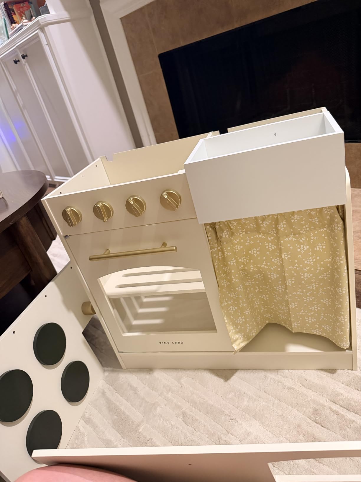 Tiny Land Wooden Play Kitchen for Toddlers, Compact Cream Pretend Play Set | Cutting Food & Stainless Steel Cookware, Oven, Stove, Sink, Clicking Knobs, Storage Shelf, Gift for Girls & Boys Ages 3+ customer photo 1