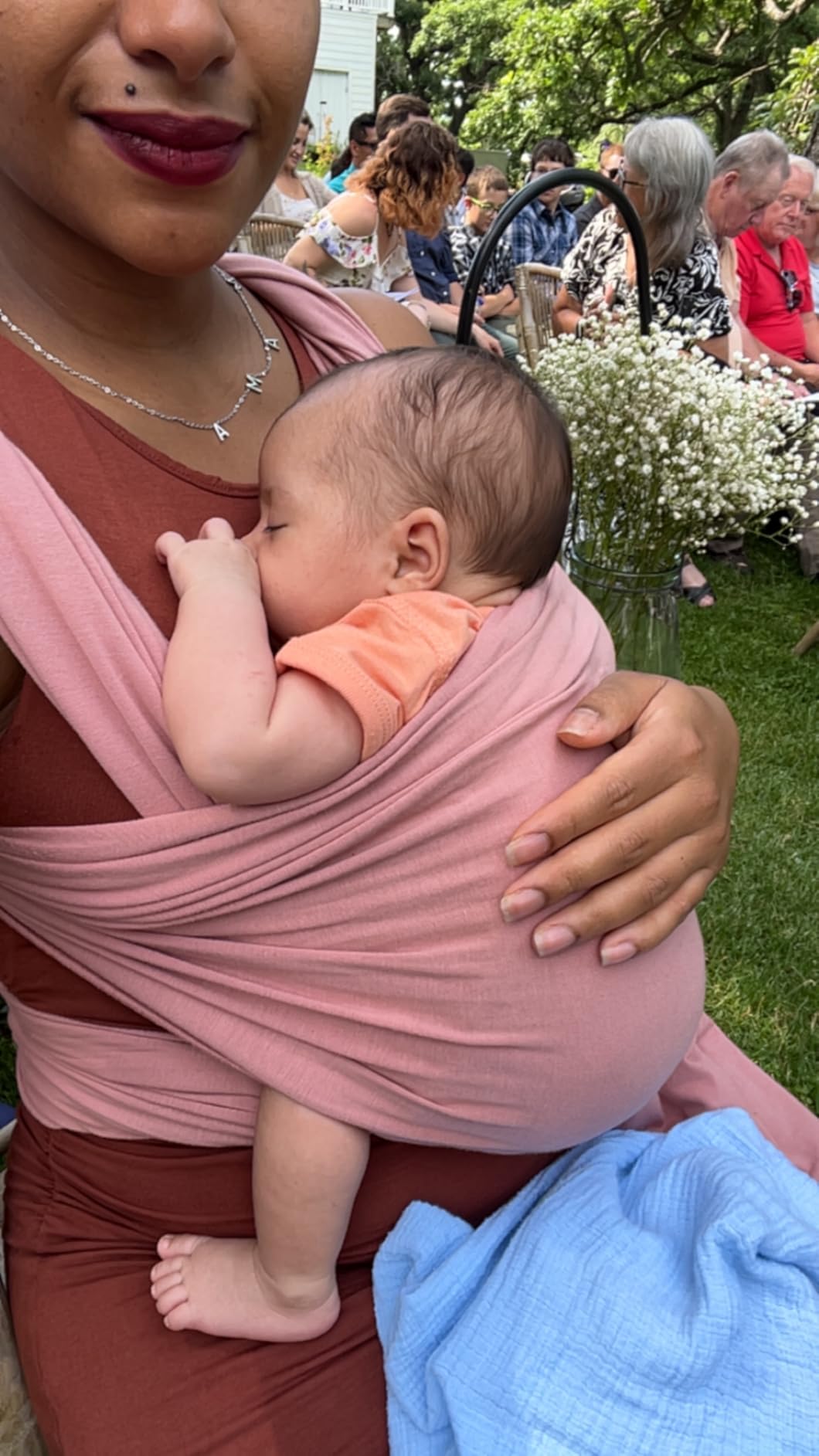 Snuggle Me Organic Cotton Baby Carrier Wrap Newborn to 18 Months - Natural | Hands-Free Baby Wraps Carrier, Easy-Tie Baby Sling Carrier, Baby Wearing Carrier Wrap with Organic Cotton (7-35 lbs) customer photo 1