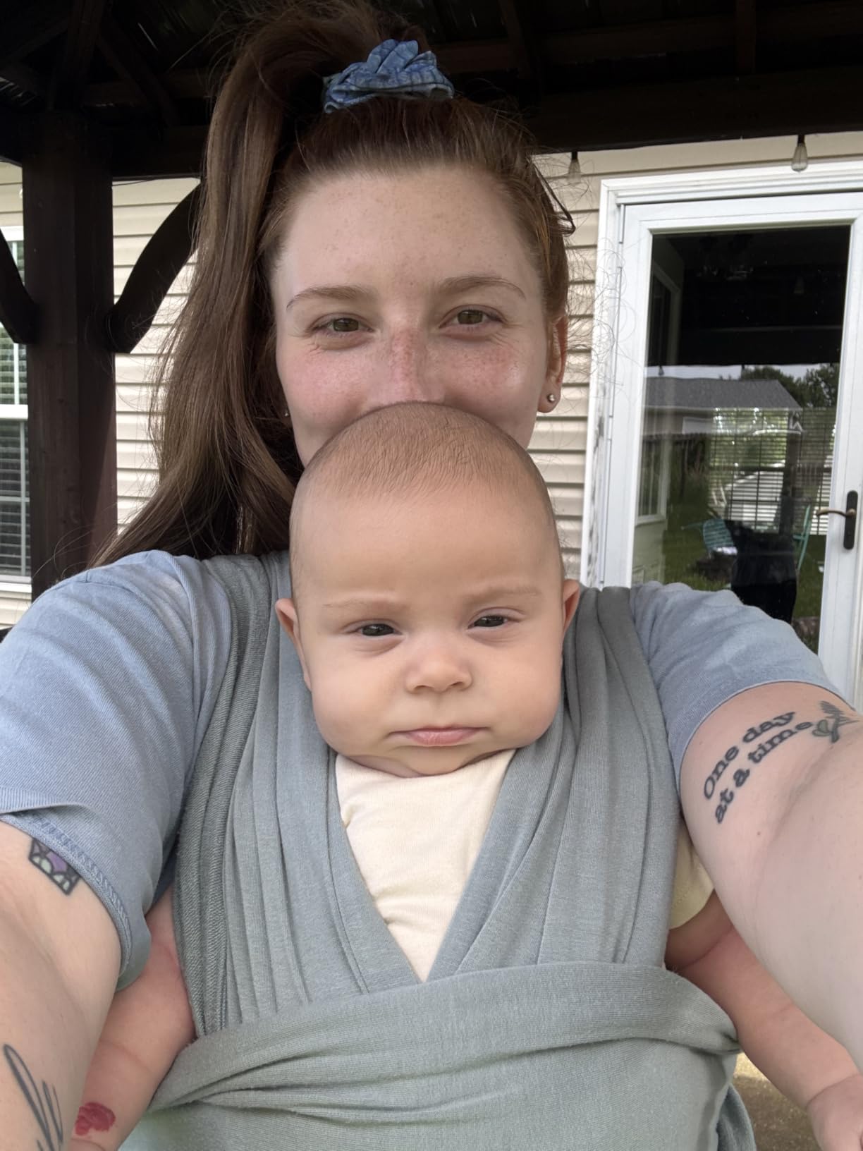 Snuggle Me Organic Cotton Baby Carrier Wrap Newborn to 18 Months - Natural | Hands-Free Baby Wraps Carrier, Easy-Tie Baby Sling Carrier, Baby Wearing Carrier Wrap with Organic Cotton (7-35 lbs) customer photo 2