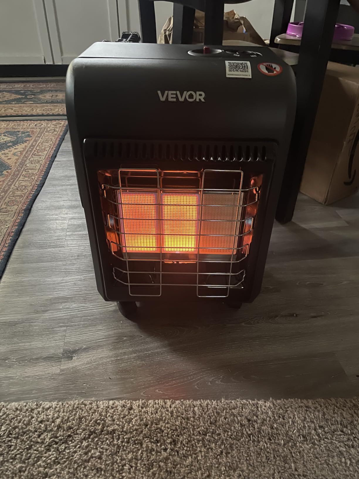 VEVOR Propane Heater, 6000 to 18000 BTU Propane Cabinet Heater with 3 Modes Temp Settings & Tip-over Protection, Garage Radiator Heat up to 450 Sq.Ft, for Camping, Garage, Patio, Indoor/Outdoor customer photo 1