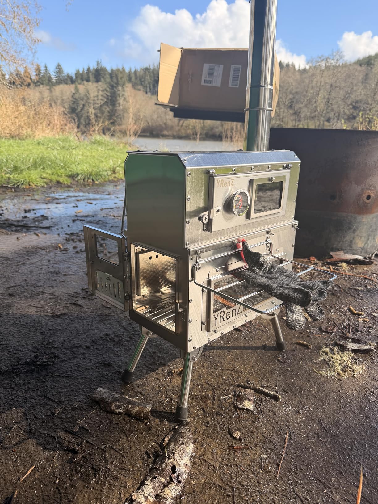 Tent Stove Wood Stove with Oven - 2-in-1 Dual-Use Outdoor Camping Oven for Tent Cooking, Stainless Steel High Temperature Stove, Glass Door, Anti-Slip Feet, Full Accessories customer photo 1