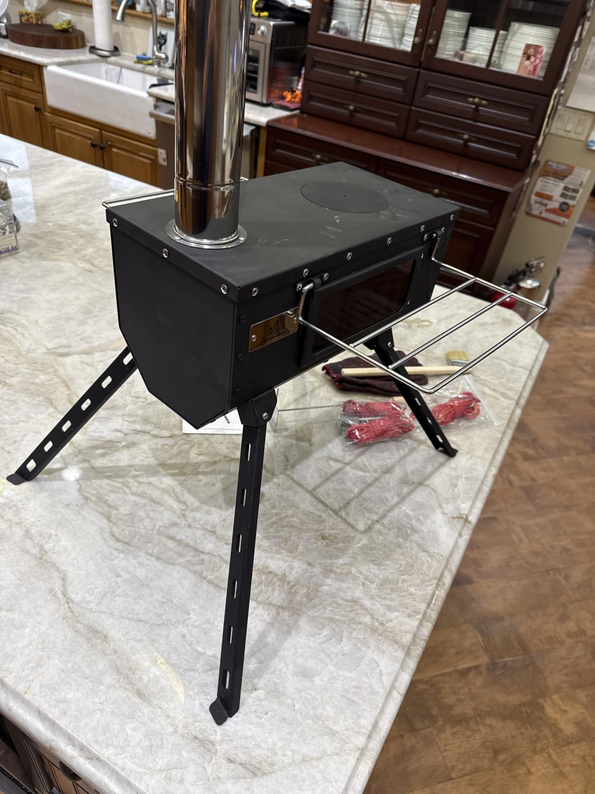 Tent Stove AVOFOREST Wood Stove with Tall Feet, Portable Hot Tent Stove with 6 Stainless Chimney Pipes for Outdoor & Cooking, Ice Fishing, Hunting customer photo 1