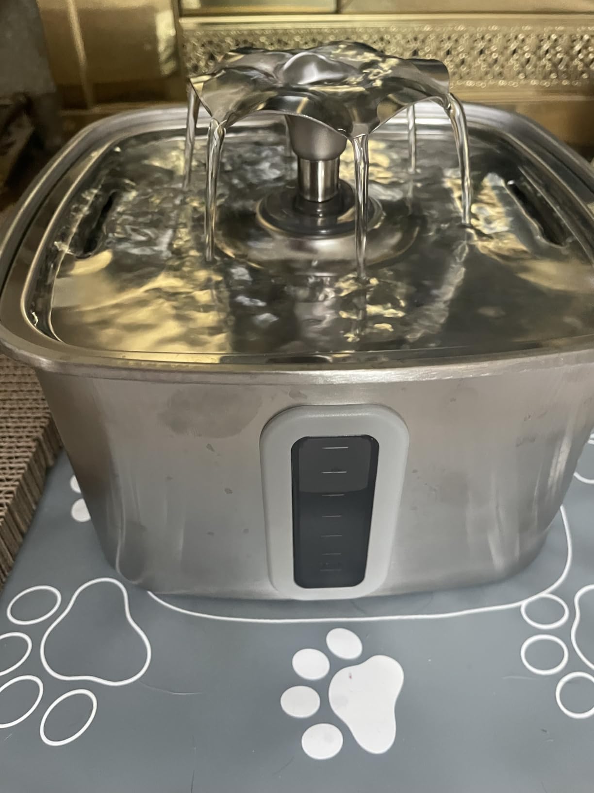 Veken Innovation Award Winner Stainless Steel Cat Water Fountain, 108oz | Automatic Pet Fountain Dog Water Dispenser with 3 Replacement Filters & Silicone Mat, Gifts for Cats, Dogs (Silver) customer photo 1