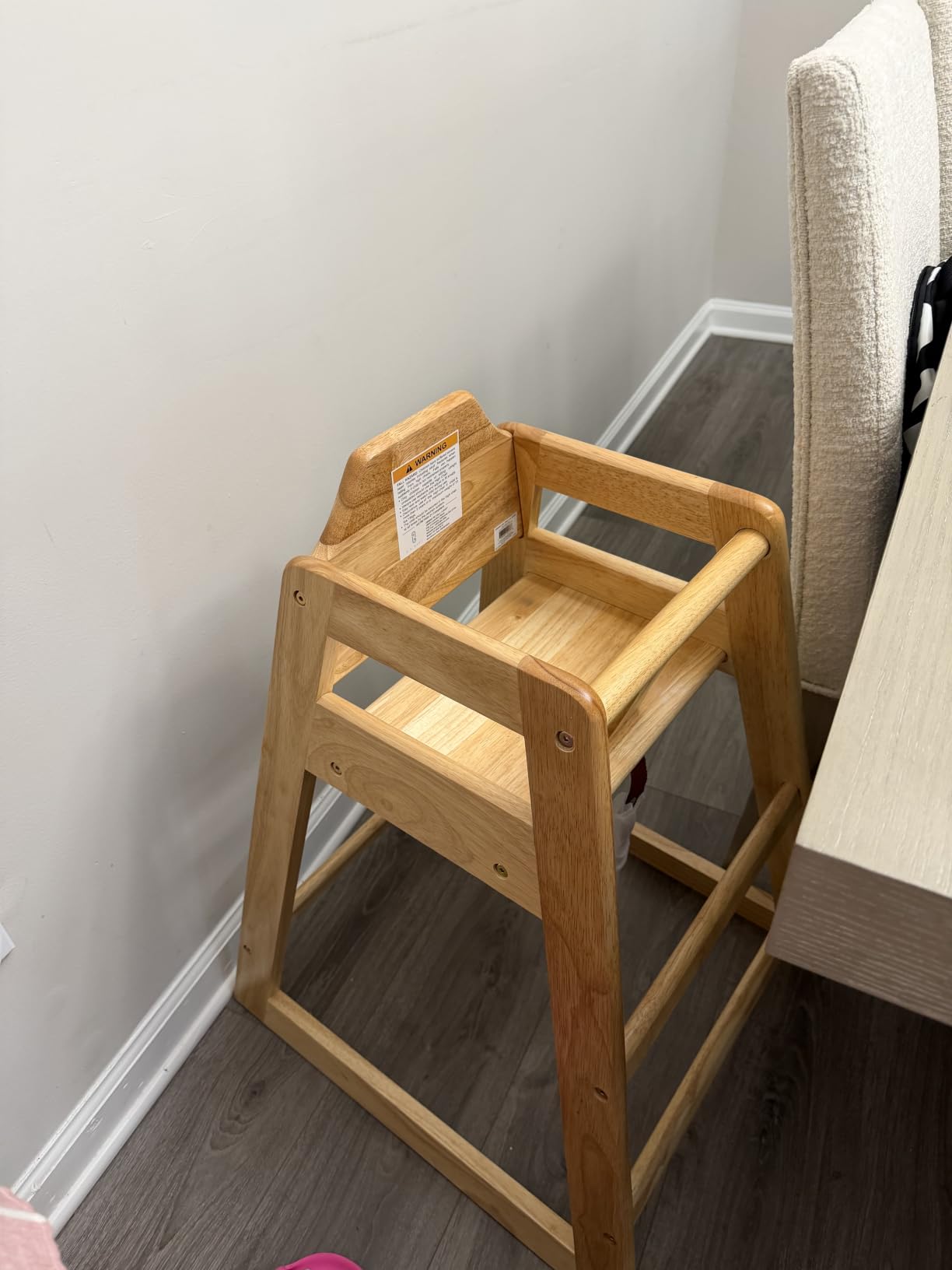 LA Baby Wooden High Chair - Restaurant Style Solid Wood Highchair for Babies and Toddlers - ASTM F404 Safety Certified - Stackable Design - Natural customer photo 2