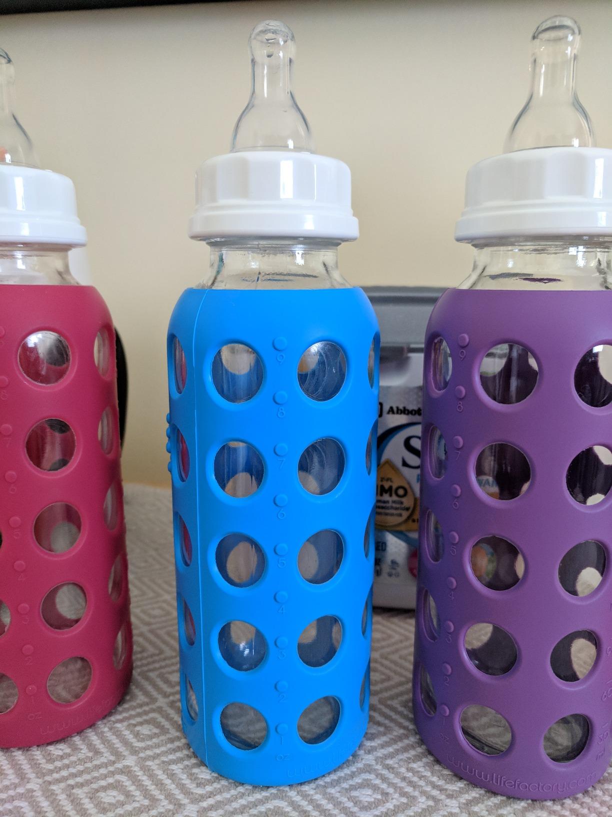 Lifefactory 9oz Glass Baby Bottle with Stage 2 Nipple, Raspberry | Protective Silicone Sleeve, BPA Free, Reusable, Dishwasher Safe customer photo 1