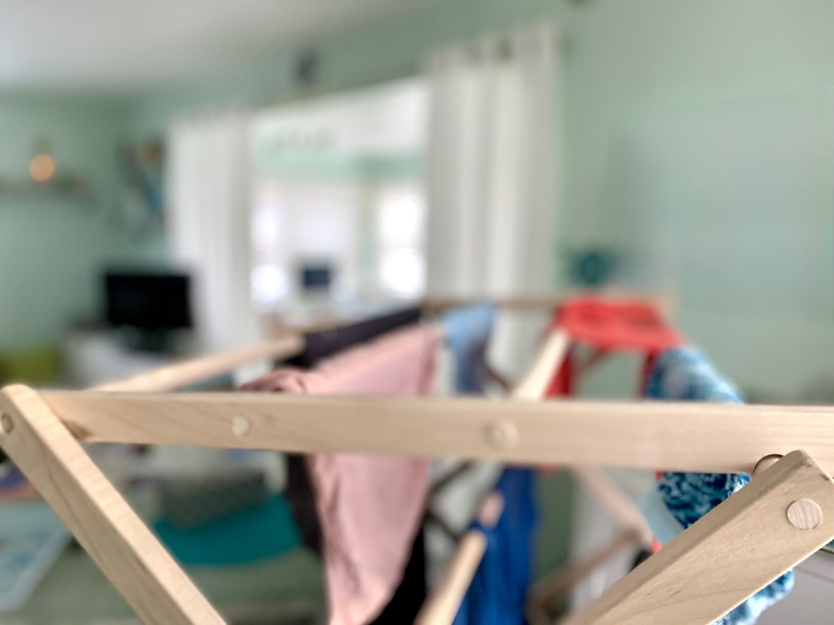 Clothes Drying Rack: Solid Maple Hard Wood Laundry Rack for Baby Clothes, Hand Towels, Delicates & More, Durable Small Folding Drying Rack, Made in USA, No Assembly Needed customer photo 1