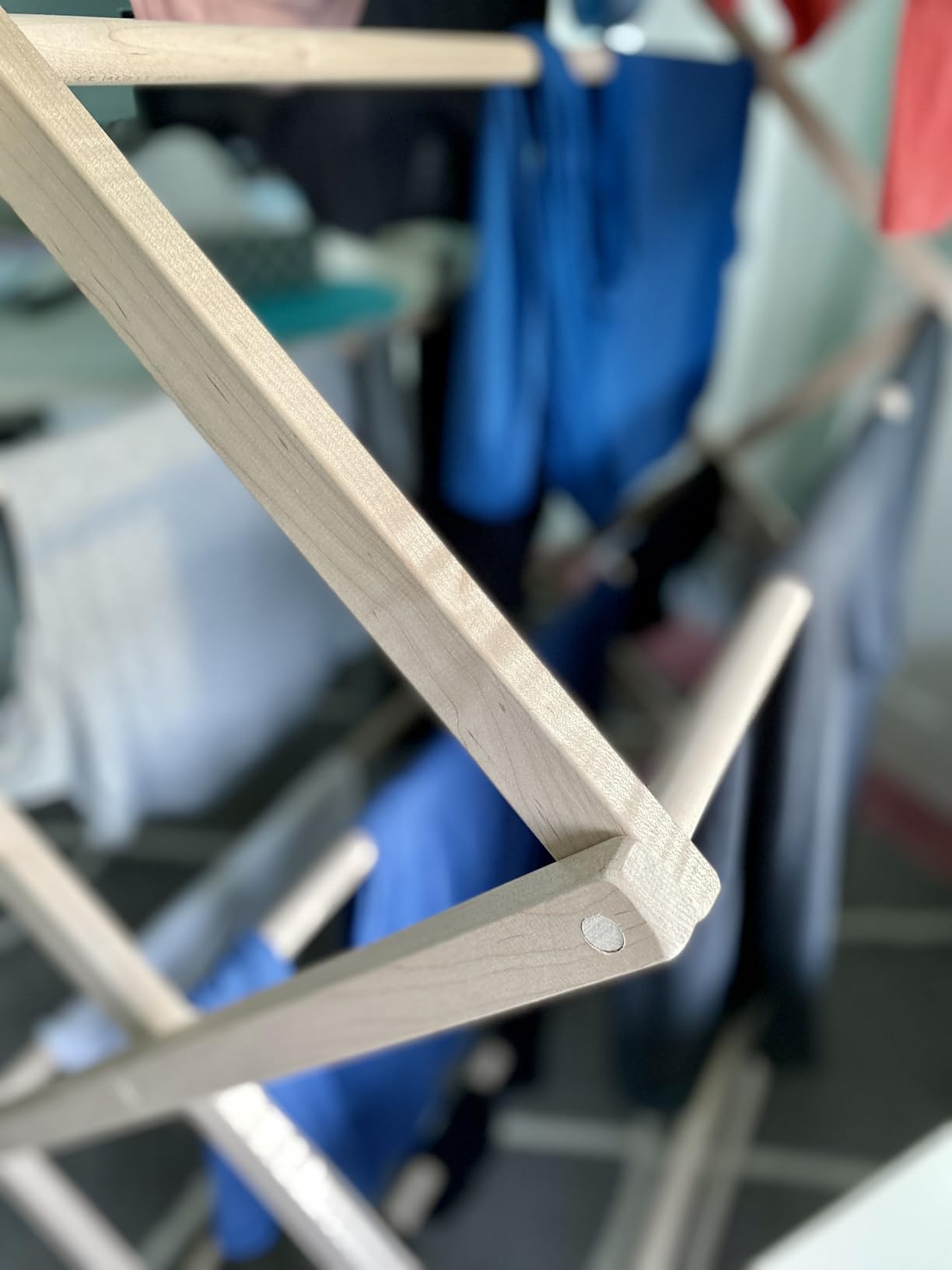 Clothes Drying Rack: Solid Maple Hard Wood Laundry Rack for Baby Clothes, Hand Towels, Delicates & More, Durable Small Folding Drying Rack, Made in USA, No Assembly Needed customer photo 2