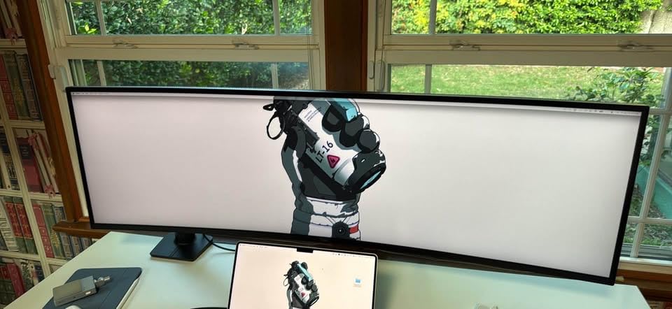 Ergotron HX Premium Heavy Duty Monitor Arm, Single Monitor VESA Desk Mount - for Flat or Slight Curved Ultrawide Monitors Up to 49 inches, 20 to 42 lbs - Standard Pivot, Polished Aluminum customer photo 1