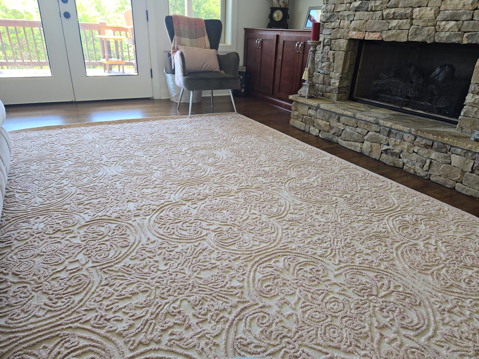 SAFAVIEH Trace Collection Area Rug - 5' x 8', Ivory, Handmade Wool, Ideal for High Traffic Areas in Living Room, Bedroom (TRC101C) customer photo 2
