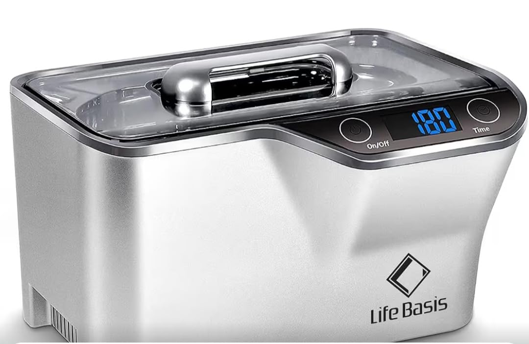 LifeBasis Professional Ultrasonic Jewelry Cleaner 600ml (20 oz), White | 45kHz Ultrasonic Cleaning with 5 Digital Timers and Watch Holder for Jewelry, Eyeglasses, Rings, Coins, Dentures and Watches customer photo 2