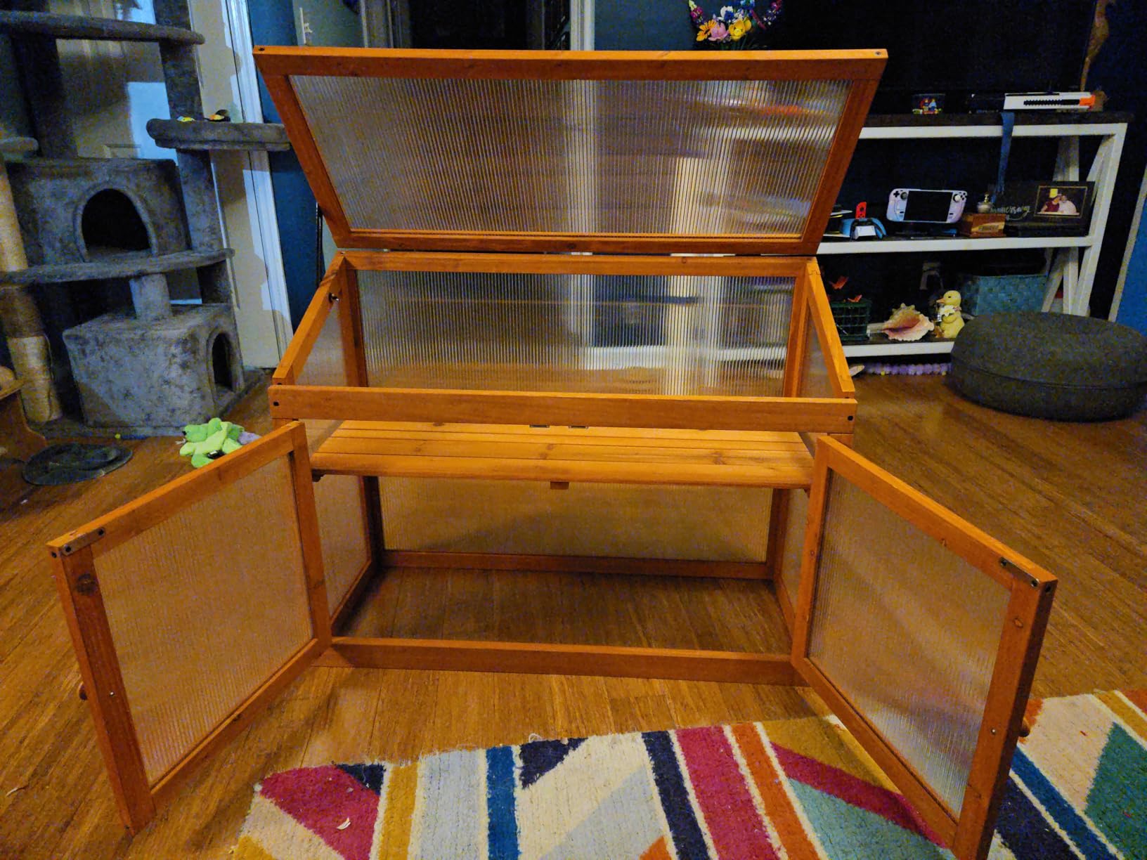 MCombo 2-Tier Wooden Cold Frame Garden Greenhouse Raised Flower Planter Shelf Bed Protection 6057-0160 (Orange) customer photo 2