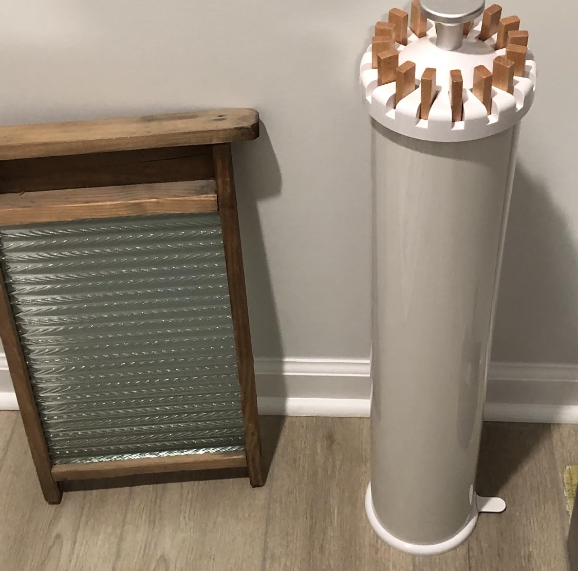 JOOM Clothes Drying Rack, Clothing Stand, Foldable Laundry Drying Rack | Portable clothes rack with wooden rods, plastic cylinder and tripod base for apartments, balconies, RVs, camping and travel. customer photo 1