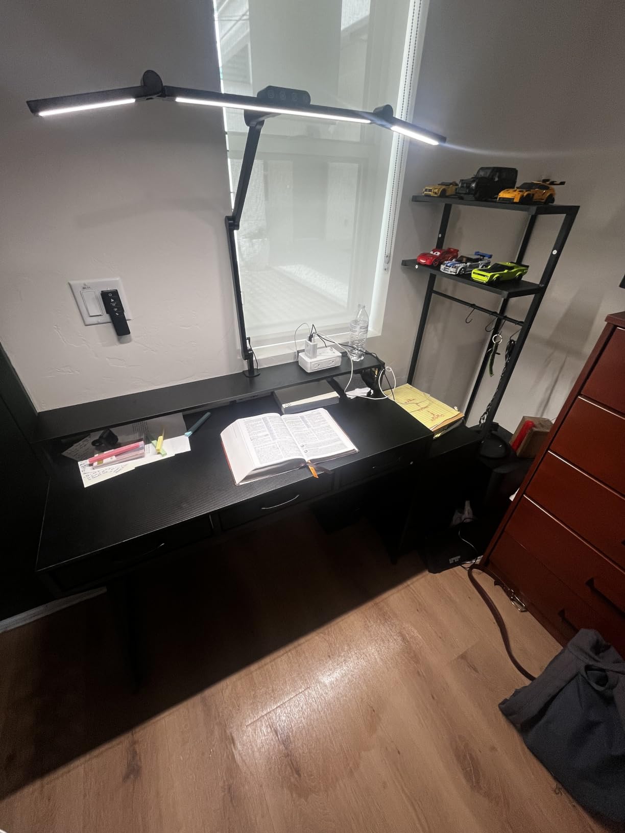 Led Desk Lamp with Clamp, Architect Desk Lamp for Home Office with Atmosphere Lighting, 24W Ultra Bright Auto Dimming Computer Light Stepless Dimming and Tempering LED Table Light customer photo 2