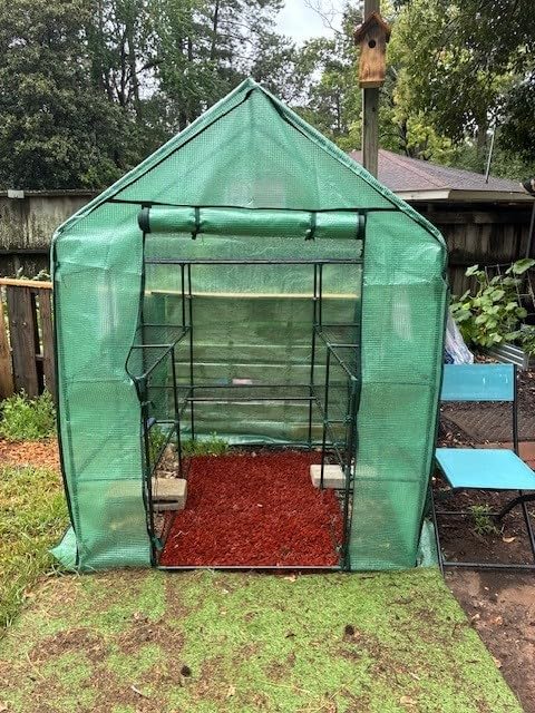 Ohuhu Small Greenhouse for Outdoors: 4 Tiers 6 Shelves Walk-in Indoor Green House Heavy Duty Plant Stands Reinforced Plastic PVC Cover Mini Portable Warm House for Outside, 4.8x2.5x6.4 FT customer photo 1