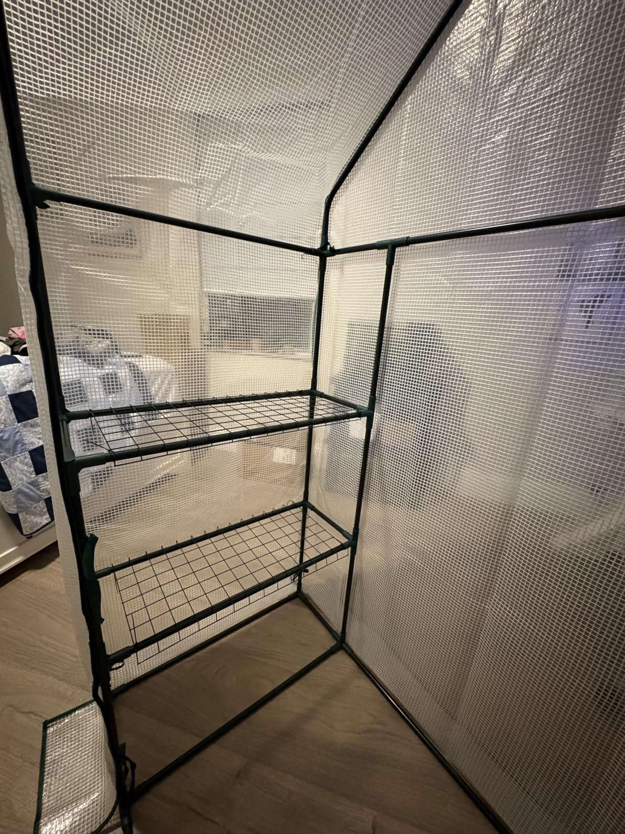 56x30x76 Walk-in Greenhouse for Outdoors, Portable Plant House with Shelves | White PE Cover, Three Shelf Levels on Each Side, Roll-Up Zipper Door, Steel Frame customer photo 2