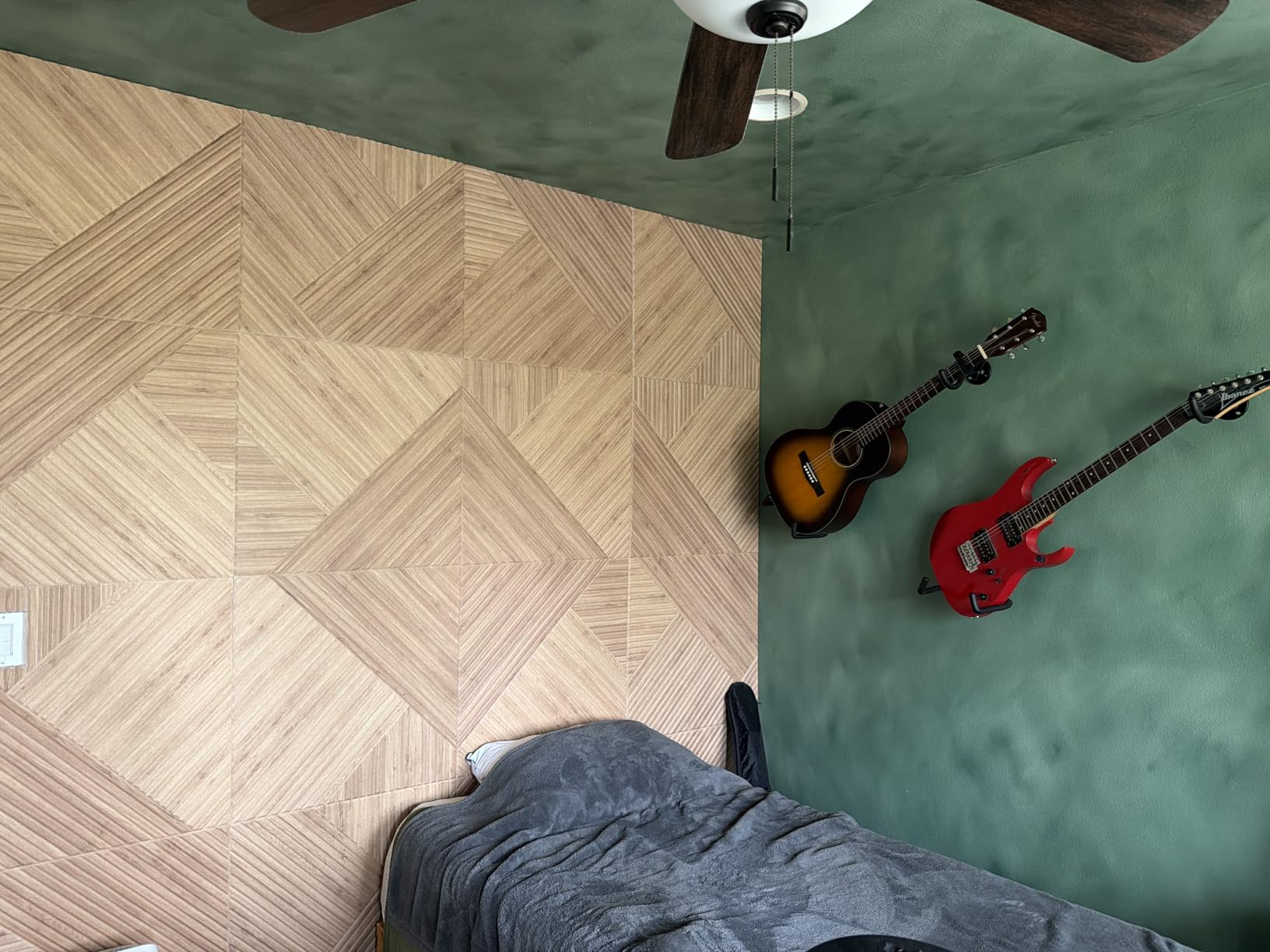BUBOS 6 Pack Acoustic Wall Panels - High-Density Polyester Sound Absorbing Panels, Decorative Wood Print Treatment for Recording Studio & Home Office, Peel and Stick, 23.6