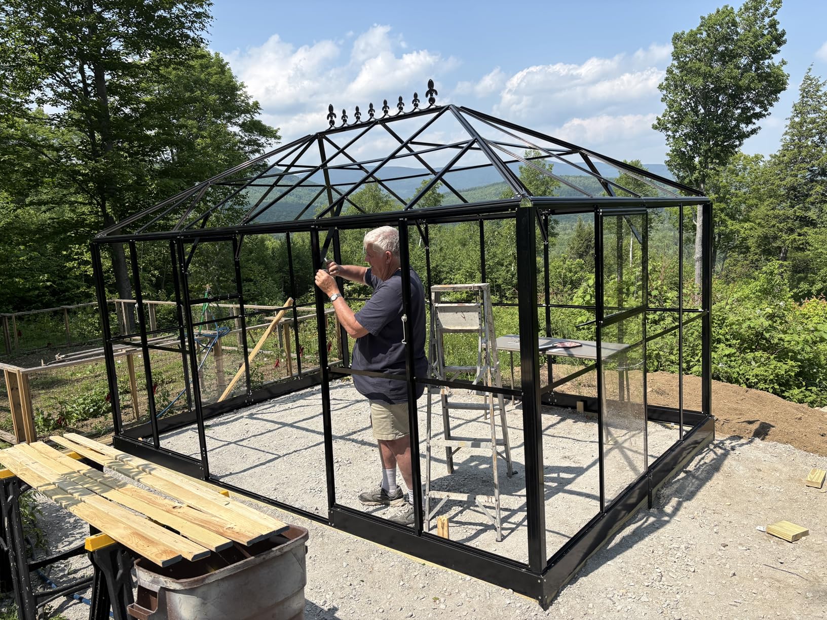 Jocisland 16x12x9.5 FT Outdoor Polycarbonate Greenhouse, 6 FT Wall Height | Aluminum Greenhouses with 4 Ventilation and Rain Gutter, Double Doors with Hook, Walk-in Greenhouse for Backyard Garden customer photo 2