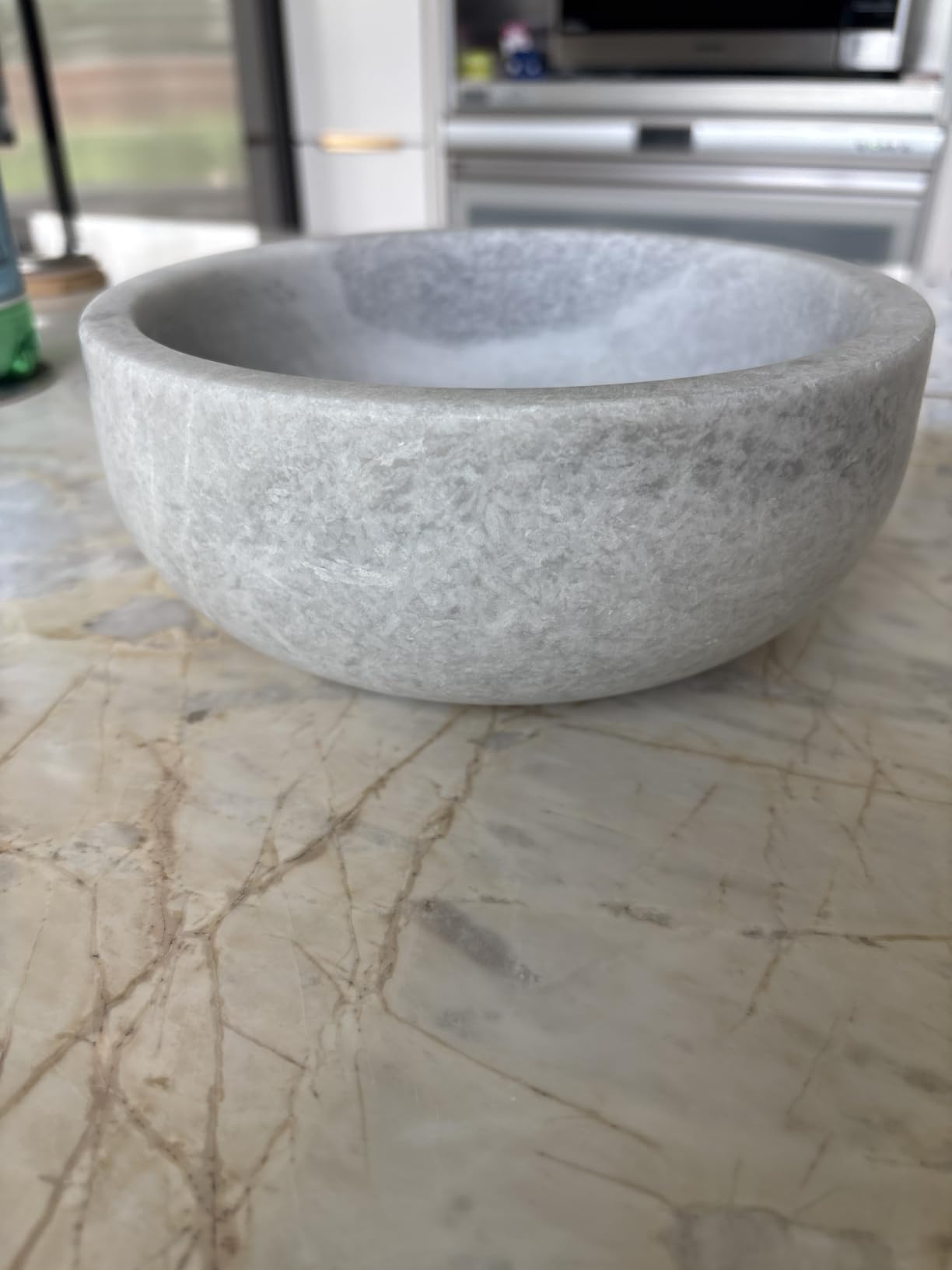 Karibiber Natural Marble Dog Bowl, 5lbs Non-Slip Cat and Dog Food Bowl Dish, Non-Tipping Weighted Puppy Pet Dish, Durable Food and Water Bowls, Easy to Clean, Holds 4 Cups(Indian Green) customer photo 2