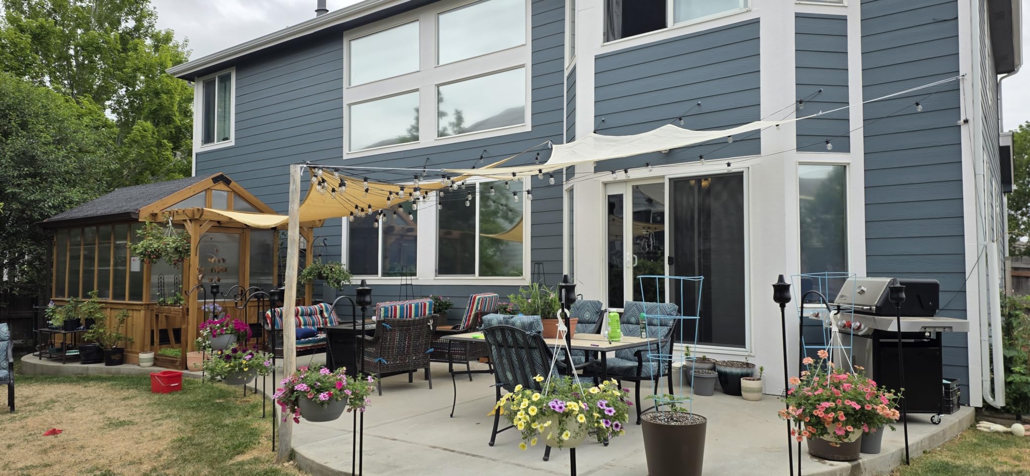 Backyard Discovery Bellerose XL 13' x 11' Cedar Wood and Polycarbonate Walk-in Greenhouse Kit with Pergola, Exhaust Fan, Windows, Hose Hook-Ups, PowerPort, Staging Shelves customer photo 2