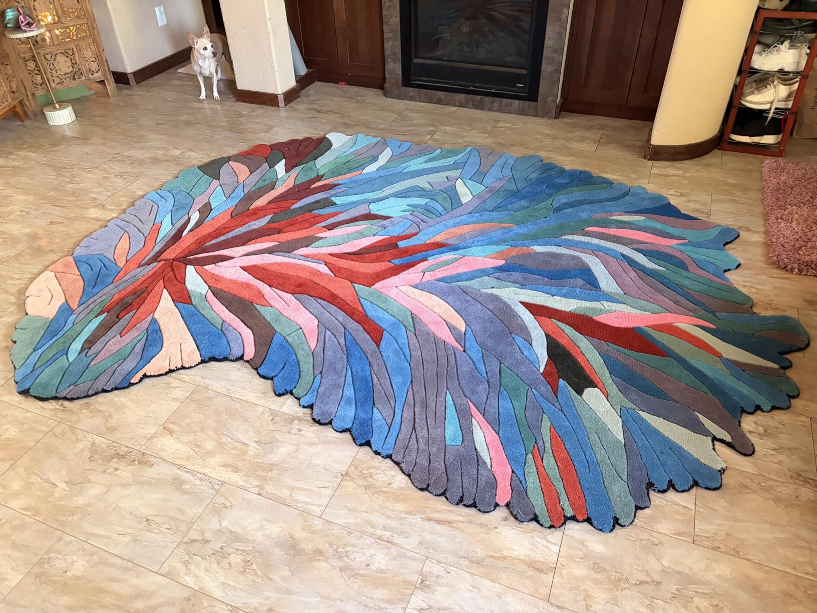 Restoration and Renovation Handmade Irregular Shape Wool Area Rug | Unique Contemporary Botanical Design, Thick & Soft Carpet | Perfect for Living Room, Bedroom Decor (Multi, 4.6' x 6.6') customer photo 2