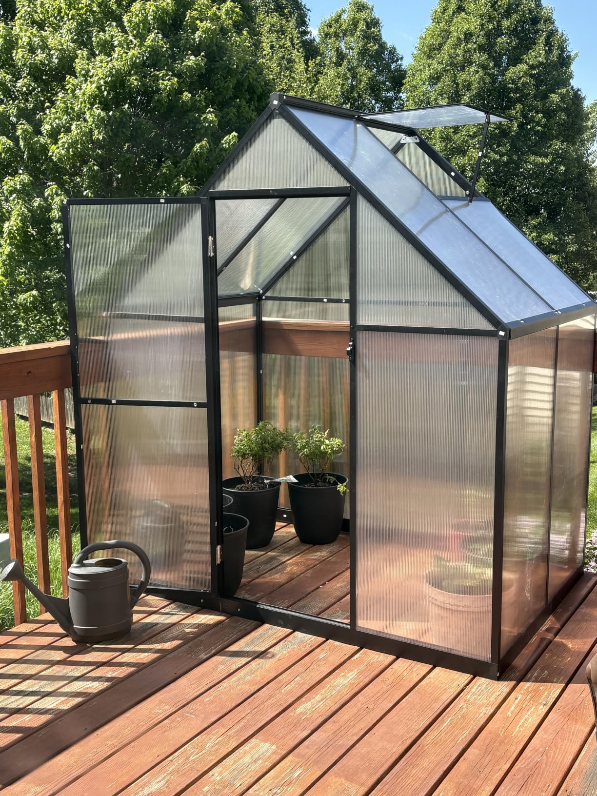 8X10FT Enhanced Aluminum Walk-in Greenhouse for Outdoors with Thermometer | Easy Assembly, UV-Resistant Panel, Rain Gutter, Lockable Sliding Door, Built-in Reinforcement, For Vegetable, Flower and Herb customer photo 2