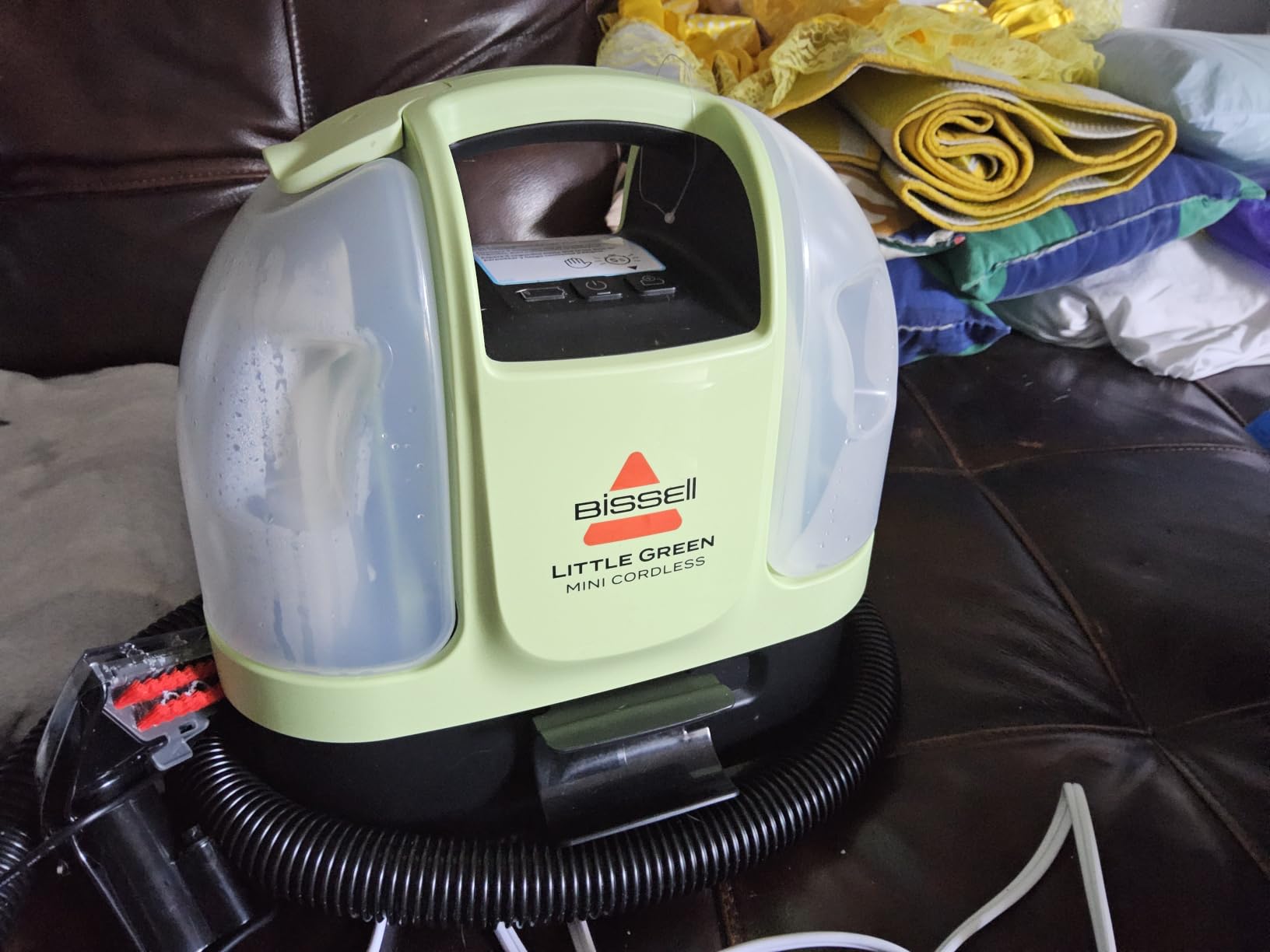 BISSELL Little Green Mini Cordless Portable Carpet Cleaner, 4015 | HydroRinse self-cleaning tool; 4-in. tough stain tool; cordless freedom for upholstery & car detailing customer photo 1