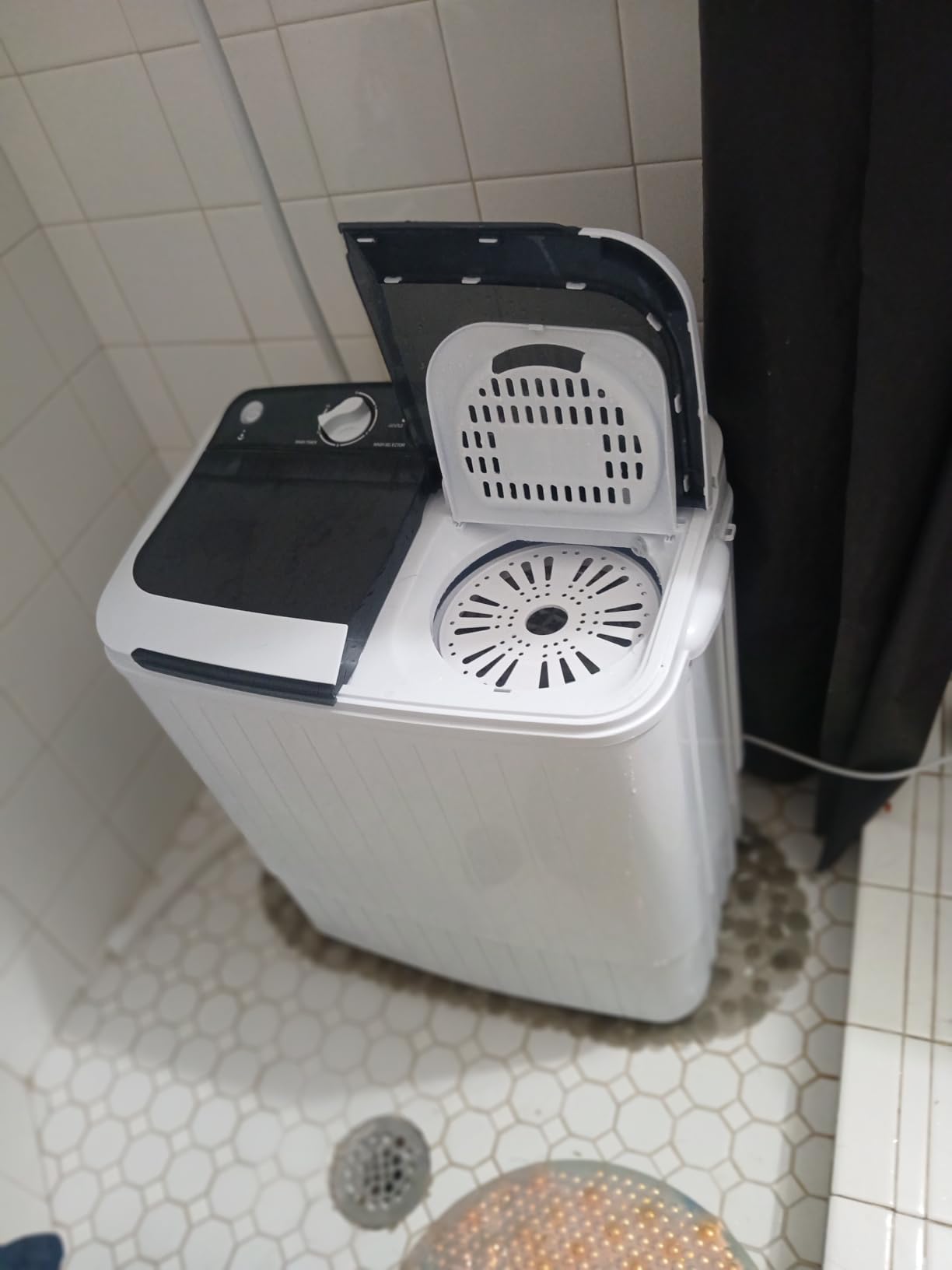 Portable Washing Machine, 16lbs Compact Portable Washer(9.6lbs) and Dryer(6.4lbs) Combo with Timer Knobs, Twin Tub Mini Laundry Washer for Apartments, Dorm, Rv, Camping, Gray customer photo 1
