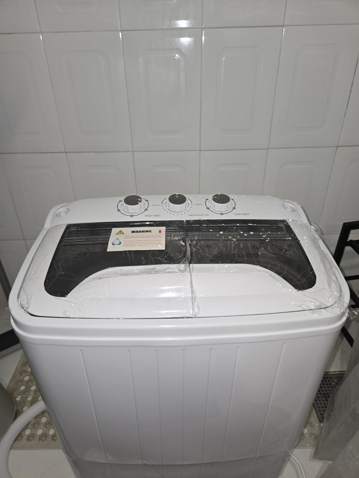 Portable Washing Machine, 16lbs Compact Portable Washer(9.6lbs) and Dryer(6.4lbs) Combo with Timer Knobs, Twin Tub Mini Laundry Washer for Apartments, Dorm, Rv, Camping, Gray customer photo 2